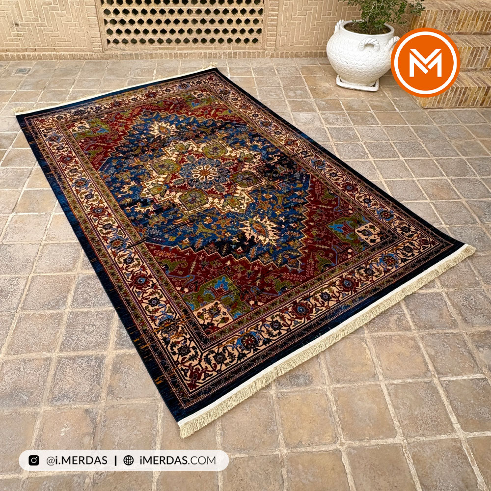 فرش گبه کد 113 قشقایی زمینه سرمه ای